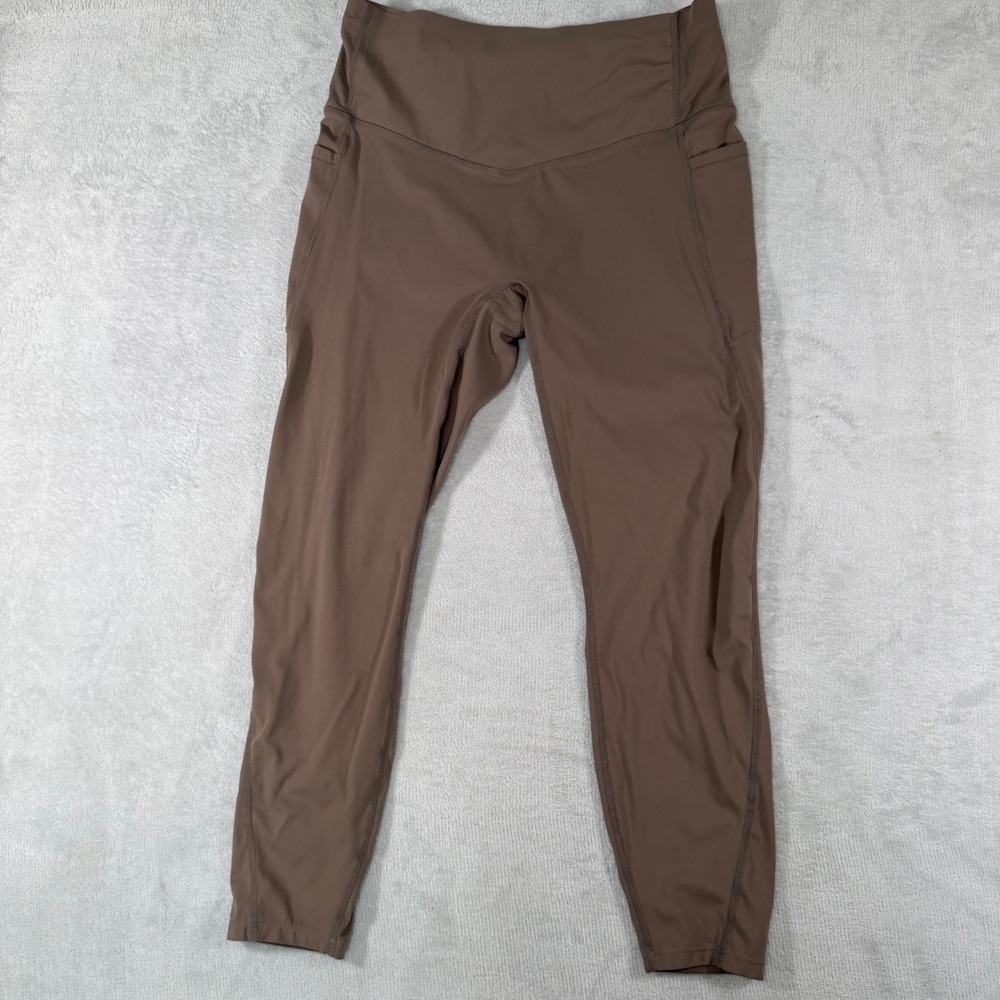 Halara Brown High Waisted 7/8 Leggings with Side Pockets Size L Athletic Yoga